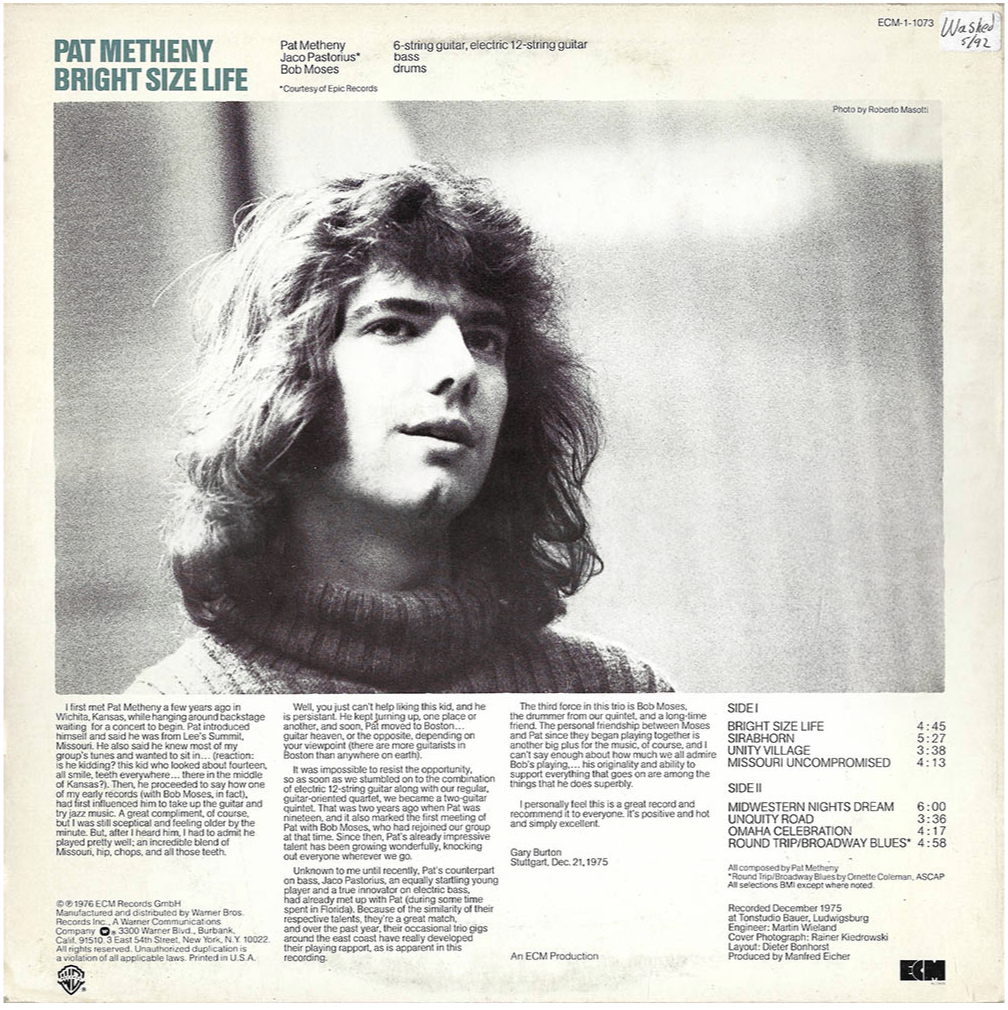 Bright Size Life – Pat Metheny